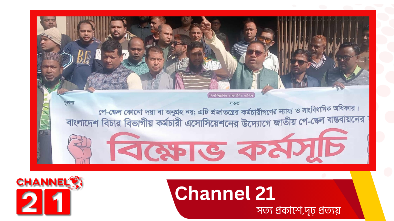 নেত্রকোনায় মানববন্ধন ও বিক্ষোভ ৯ম পে স্কেলের গেজেট প্রকাশের দাবিতে
